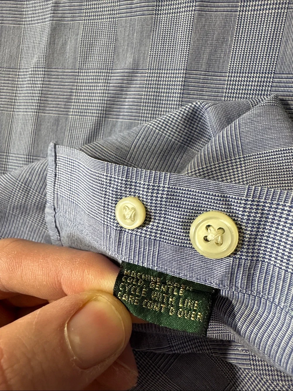 VINTAGE j. Crew mens 16 36 blue oarsman glen plaid dress shirt EUC